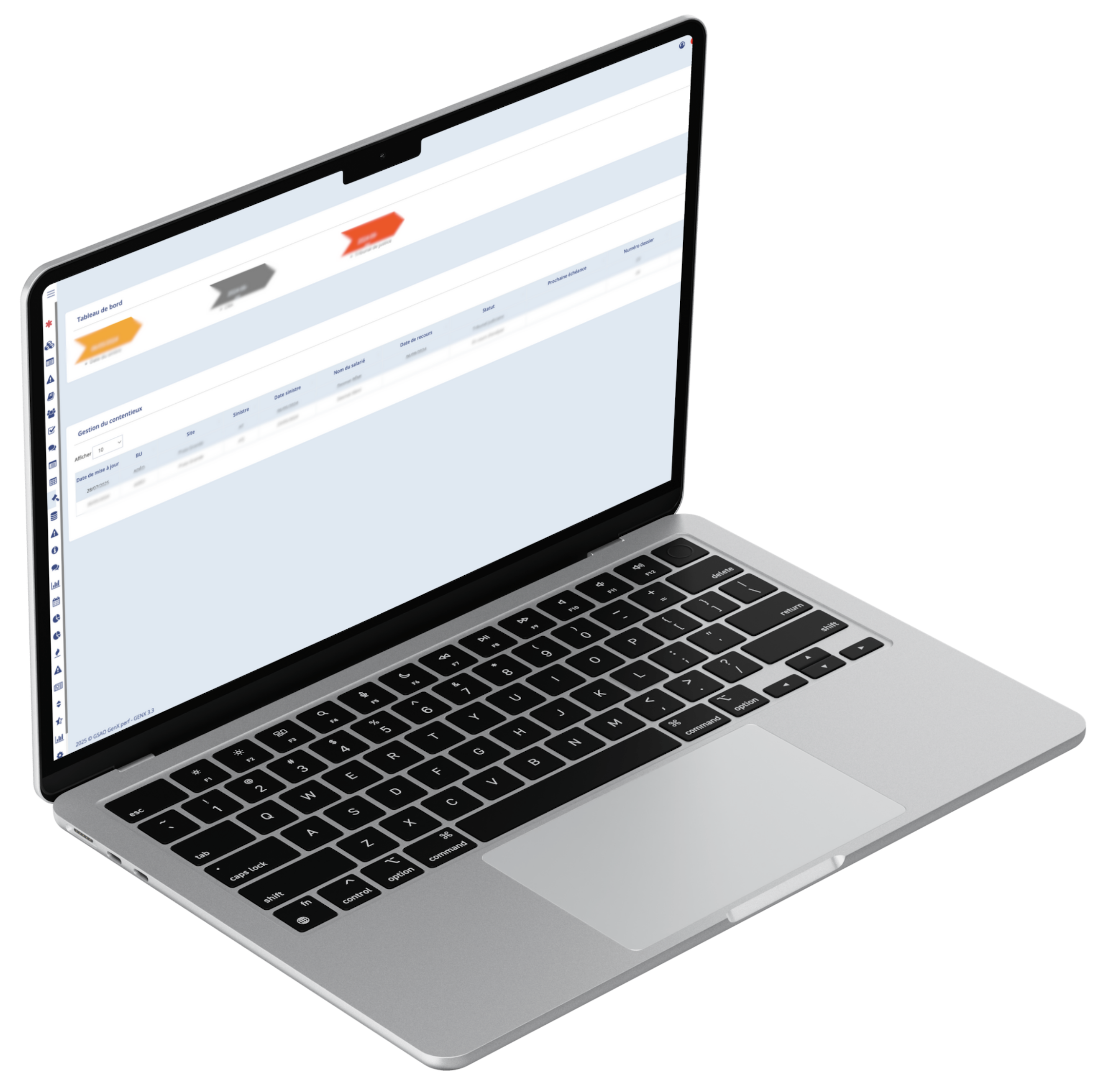 Capture d'écran du module Contentieux