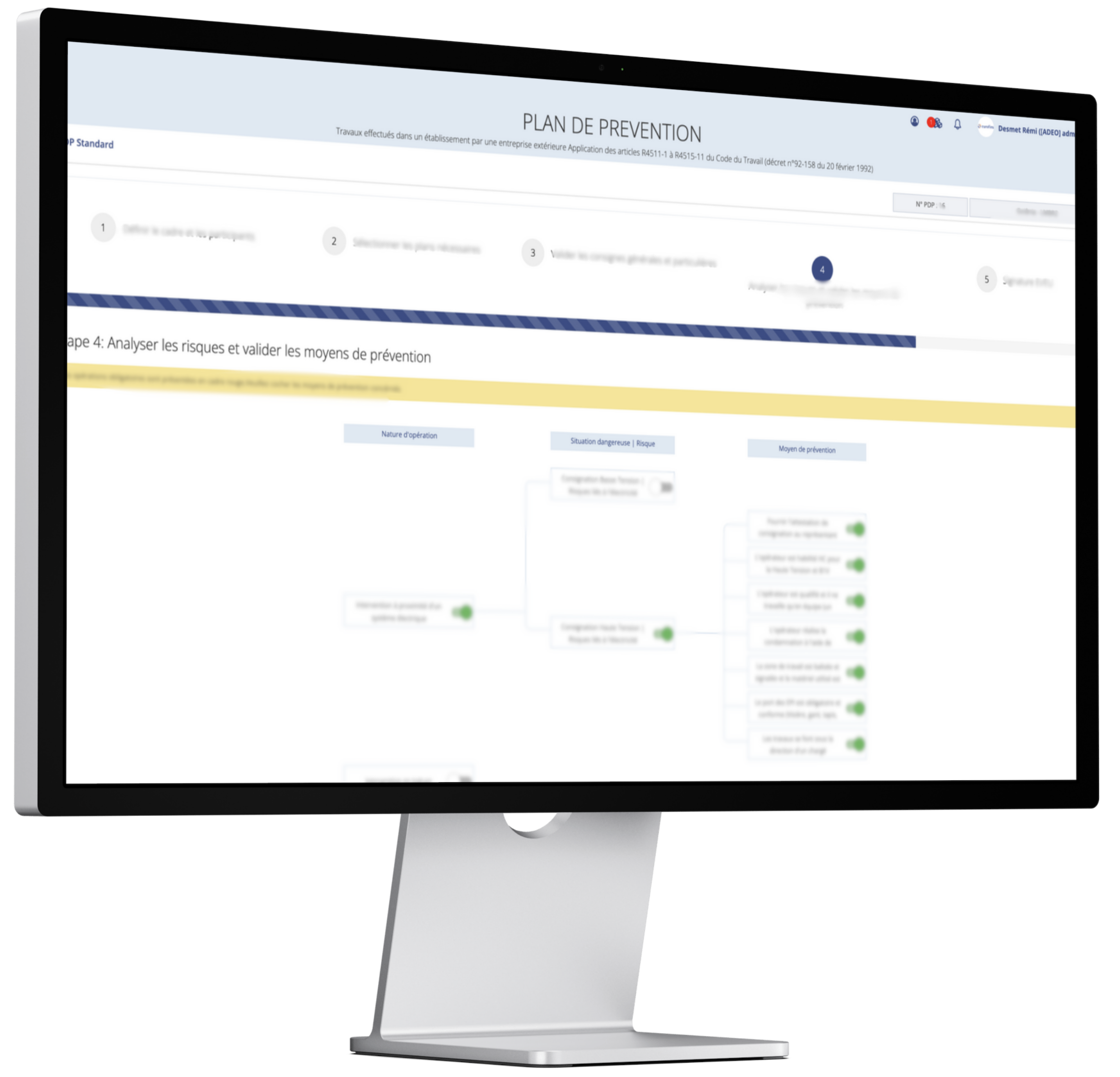 Capture d'écran du module Plan de prévention